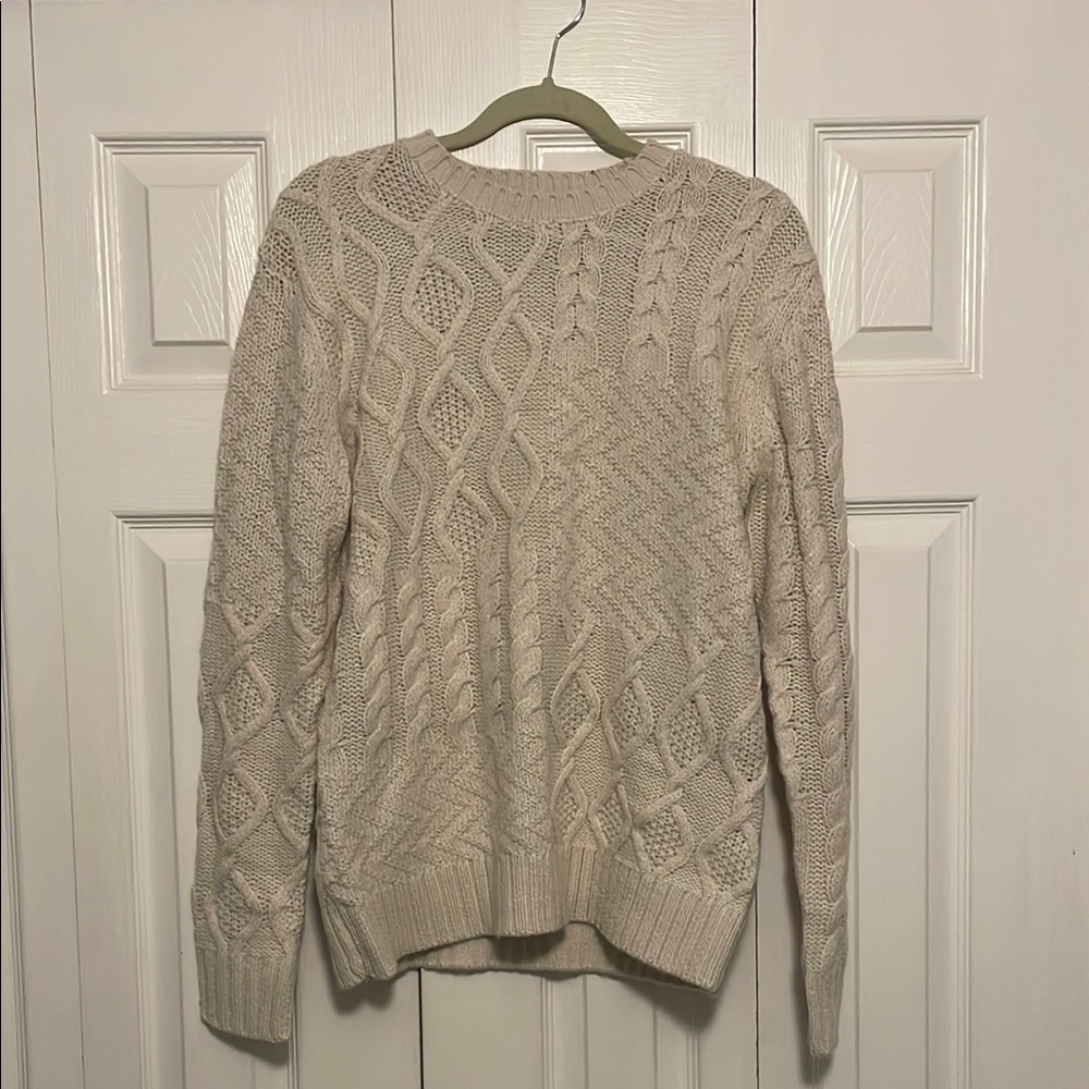 Elegant Beige Cable Knit Sweater